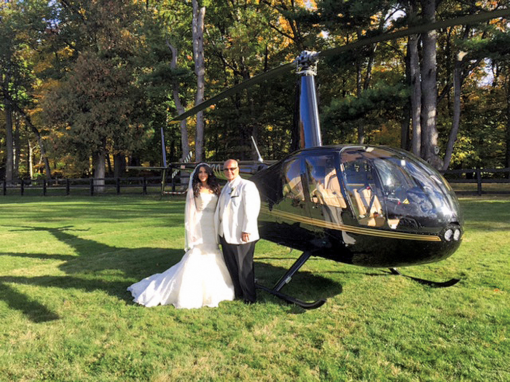 Falkirk Estate & Country Club, the Bride and Her Dad, Arriving by Helicopter (Allen E. Levine Photography)