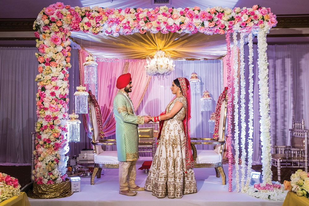 Bride & Groom in front of the mandap (Jay Seth Photography)